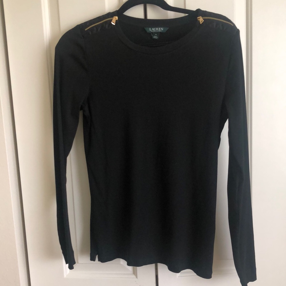 Lauren XL Black long sleeve with gold zipper detail
